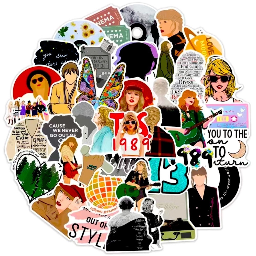 NEW! Taylor Swift 50 Piece Sticker Set Swiftie Fan Favorite From All Albums